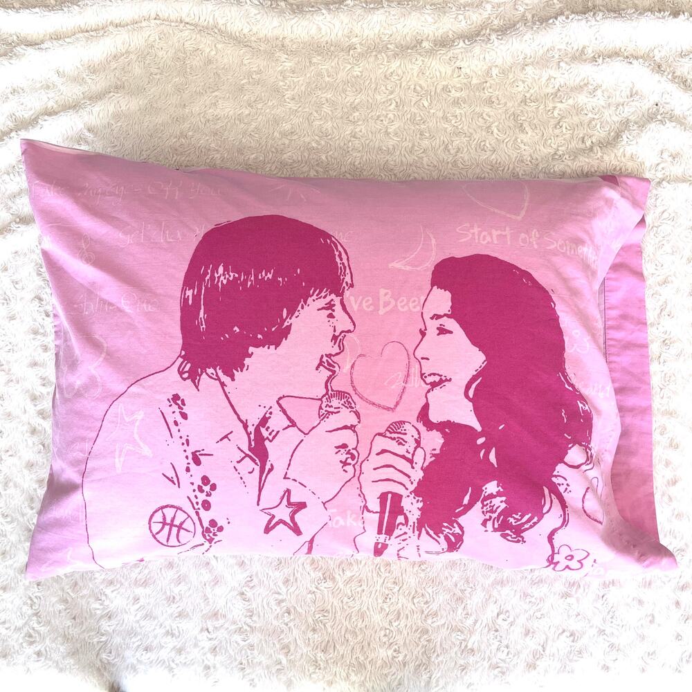 Vintage Y2K High School Musical Standard Pillow Case Troy Gabriella Disney Pink